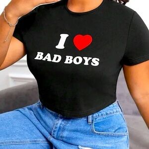 SHEIN Black Graphic Crop Tee